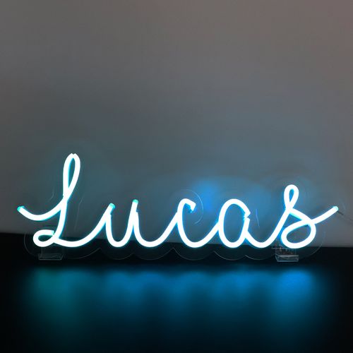 Letreiro Neon de LED Personalizada - Nome, frase ou palavra com 5 Letras - Azul Gelo