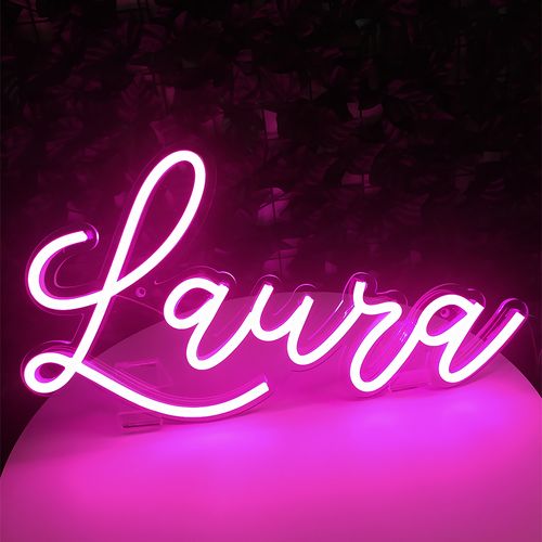 Letreiro Neon de LED Personalizada - Nome, frase ou palavra com 5 Letras - Rosa